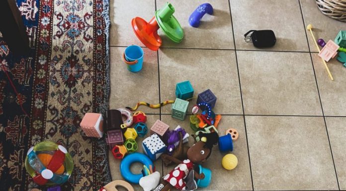 toys scattered on the floor