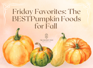 pumpkins on an orange background with "Friday Favorites: The BEST Pumpkin Foods for Fall" in text