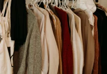 clothes hung in a closet