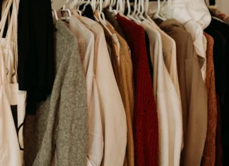 clothes hung in a closet