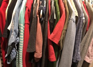 closet view of shirts on hangers