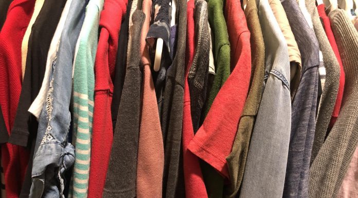 closet view of shirts on hangers