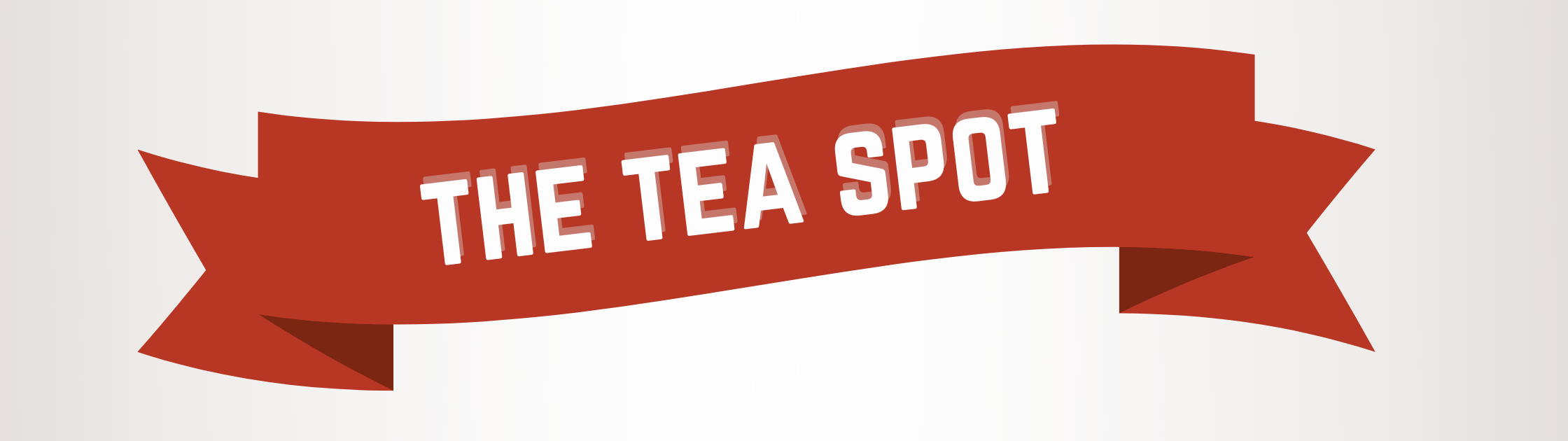 The Tea Spot on red holiday banner