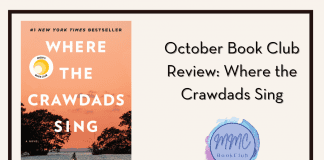 Where the Crawdads Sing book with "October Book Club Review: Where the Crawdads Sing" in text and MMC Book Club logo