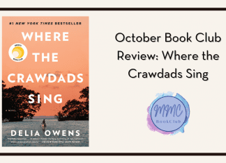 Where the Crawdads Sing book with "October Book Club Review: Where the Crawdads Sing" in text and MMC Book Club logo