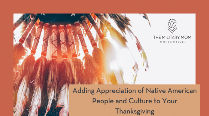 native american headdress in the glare of the sun with "Adding Appreciation of Native American People and Culture to Your Thanksgiving" in text and MMC logo