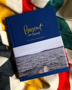 navy blue book with the words "Present Over Perfect" on cover