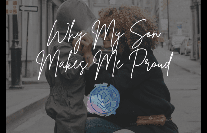 mother and son embracing on a street with "Why My Son Makes Me Proud" in text and MMC logo