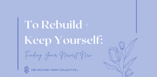 To Rebuild + Keep Yourself: Finding Your Newest New periwinkle blue background with blue floral detail and "To Rebuild + Keep Yourself: Finding Your Newest New" in text and MMC logo
