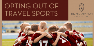 kids in soccer uniforms huddled together with "Opting Out of Travel Sports) in text and MMC logo