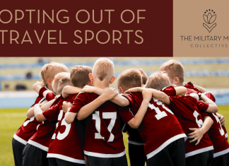 kids in soccer uniforms huddled together with "Opting Out of Travel Sports) in text and MMC logo