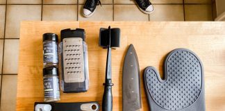 Friday Favorite: Extra Kitchen Tools to Pack for Your Next TLF Stay various kitchen tools on a butcher block
