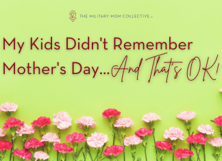 pink carnations on a spring green background with MMC logo and "My Kids Didn't Remember Mother's Day...And That's OK!" in text