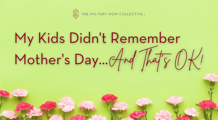 pink carnations on a spring green background with MMC logo and "My Kids Didn't Remember Mother's Day...And That's OK!" in text