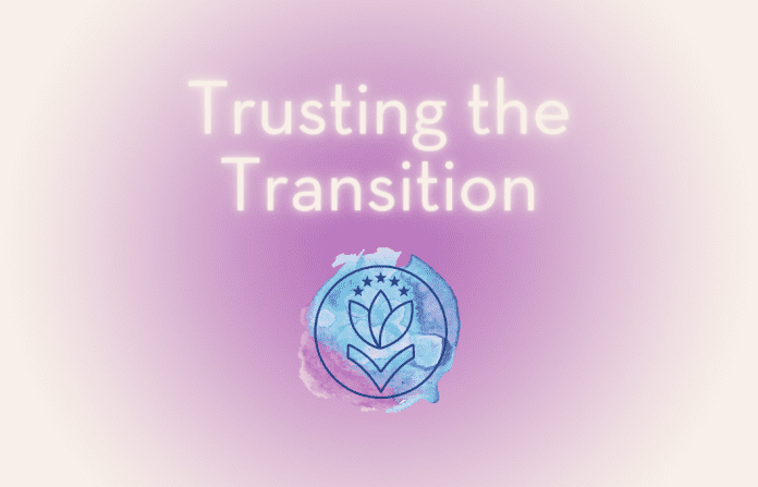 purple fading into white with "Trusting the Transition" in text and MMC logo