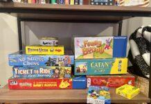 Bookshelf with family games