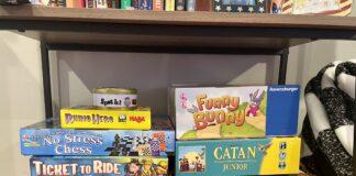 Bookshelf with family games