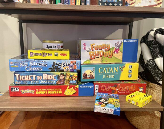 Bookshelf with family games