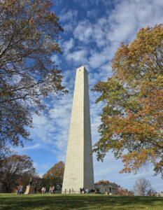 Bunker Hill Monument framed by Autumn leaves