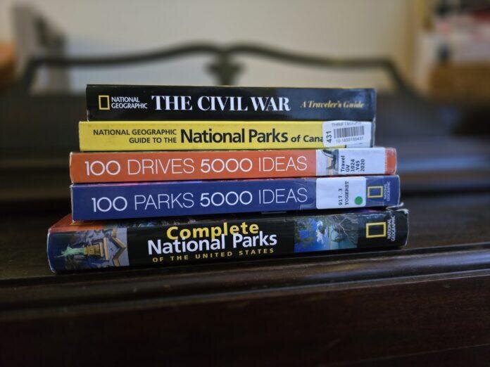 stack of 5 travel guide books