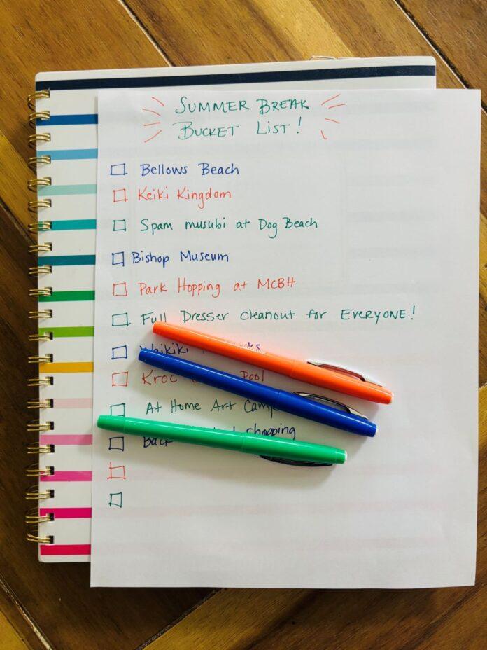 Summer Bucket list Making a summer break bucket list with kids