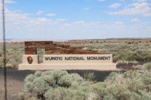 Entrance sign for Wupatki National Monument in Arizona