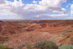 Red painted desert landscape in Petrified Forest National Park in Northern Arizona