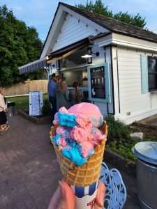 Cotton candy ice cream cone