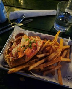 Lobster roll with fries